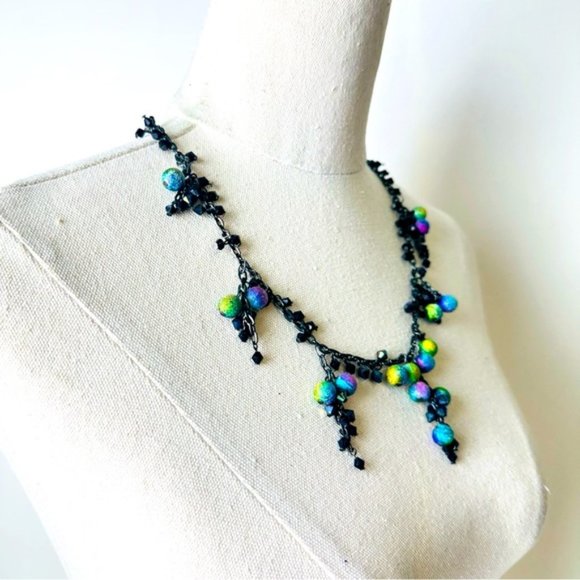 Vintage Hand Made Tear Drop Mystical Goth Charming Statement Necklace - Picture 4 of 7